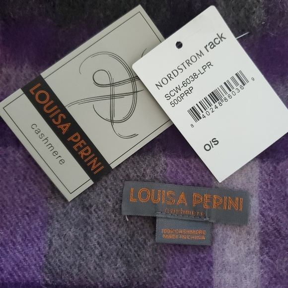 Louisa Perini 100% Cashmere Plaid Scarf Soft High End Quiet Luxury Chic 11x66 - Picture 2 of 4